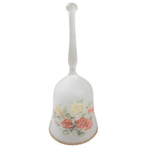 Vintage Viking Glass Bell Hand Painted Floral Adult's 8" Glass Home Decor